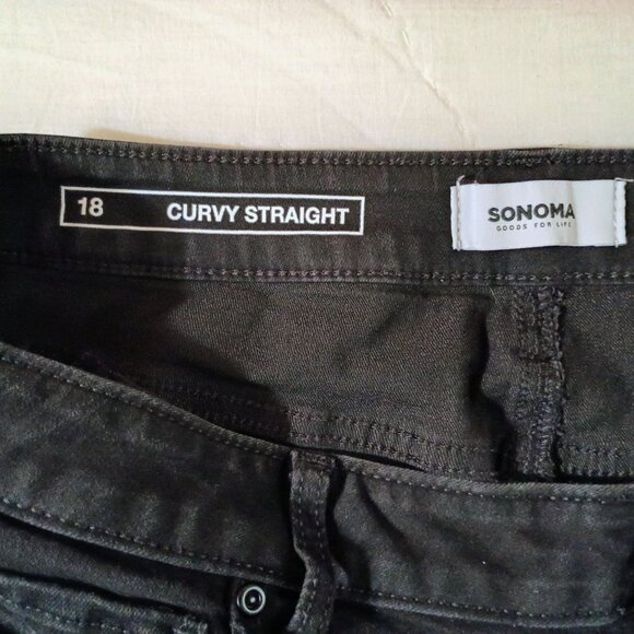 EUC: Sonoma Sze 18 Black Mid-Rise Curvy Straight Leg Jeans - Picture 3 of 5